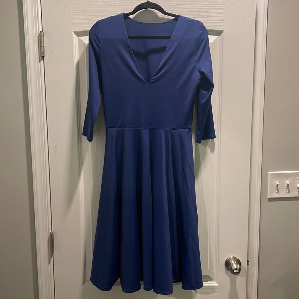 Blackmilk navy v neck dress